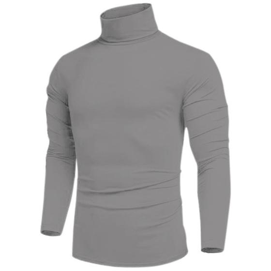 Imagem de Camisa Camiseta Térmica Gola Alta Proteção Solar UV 50+ Blusa Segunda Pele Masculina Manga Longa