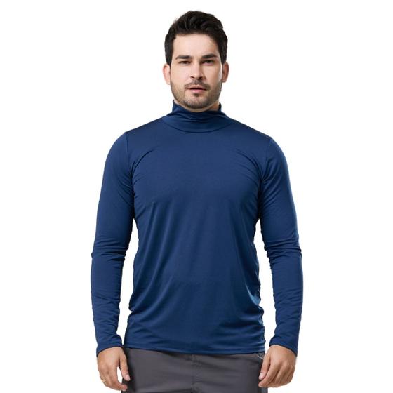 Imagem de Camisa Camiseta Térmica Gola Alta Proteção Solar UV 50+ Blusa Segunda Pele Masculina Manga Longa
