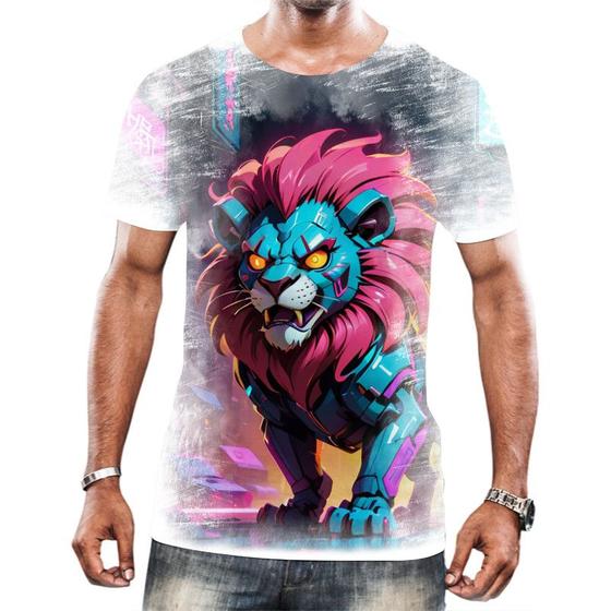 Imagem de Camisa Camiseta Tshirt Animais Cyberpunk Leão Rei da Selva 3