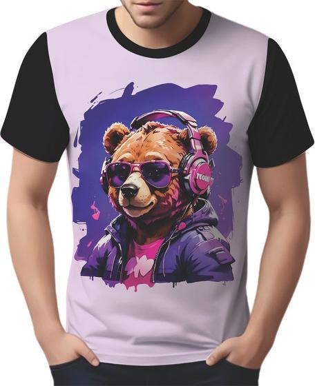 Imagem de Camisa Camiseta Tshirt Animais Óculos Urso Fone Moderno 2