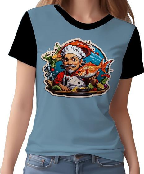 Imagem de Camisa Camiseta Tshirt Chefe Cozinheiro Cozinha Peixes HD 2