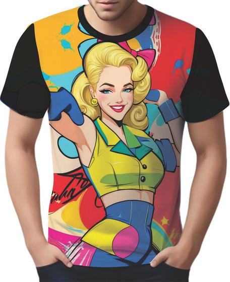 Imagem de Camisa Camiseta Tshirt Estampa Mu.lher Loira Pop Art Moda 9