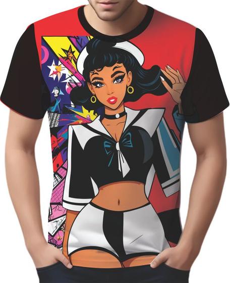 Imagem de Camisa Camiseta Tshirt Estampa Mu.lher Marinheira Pop Art 6