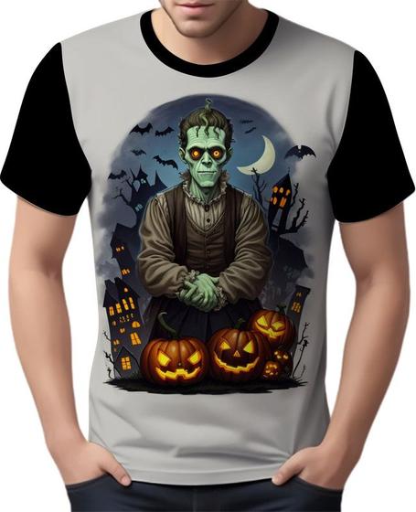 Imagem de Camisa Camiseta Tshirt Halloween Frankenstein Zombi Susto 3