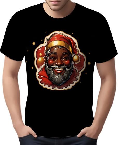 Imagem de Camisa Camiseta Tshirt Natal Festa Papai Noel Negro Preto 4