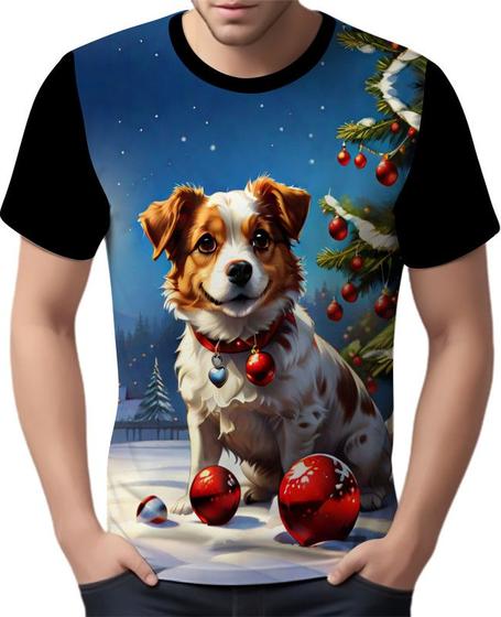 Imagem de Camisa Camiseta Tshirt Natal Festas Cachorro Noel Neve 2