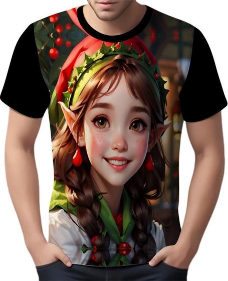 Imagem de Camisa Camiseta Tshirt Natal Festas Elfa Duende Neve HD 1