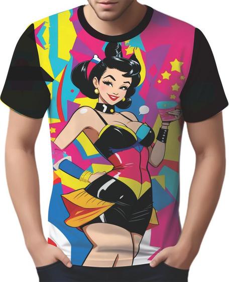 Imagem de Camisa Camiseta Tshirt Pin Up Mu.lher Morena Pop Art Moda 7