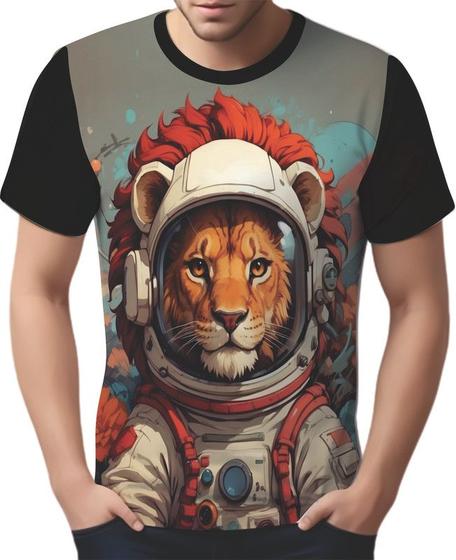 Imagem de Camisa Camiseta Tshirt Savana Leão Astronauta Lua Marte 1