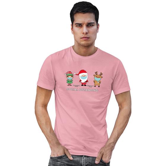 Imagem de Camisa Camiseta Unissex Natal Social Distancing Papai Noel 