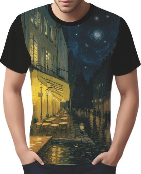Imagem de Camisa Camiseta Van Gogh Releitura Café no Terraço à Noite 4