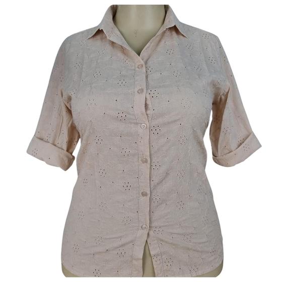 Imagem de Camisa Camisete Manga 3/4 Laise Nude Doce Brisa Plus Size