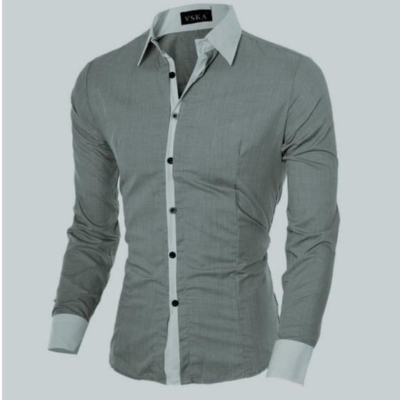 Imagem de Camisa Camisete Slim Fit Manga Longa Masculina  Homem luxo