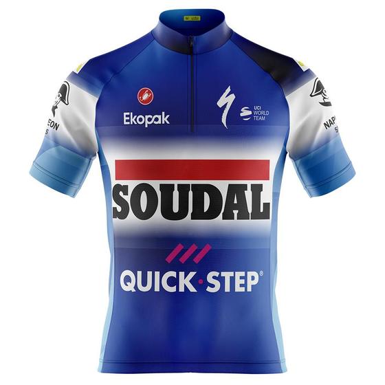 Imagem de Camisa Ciclismo Camiseta Ciclista Pro Tour Soudal Quick Step Azul Com Bolsos Uv 50+