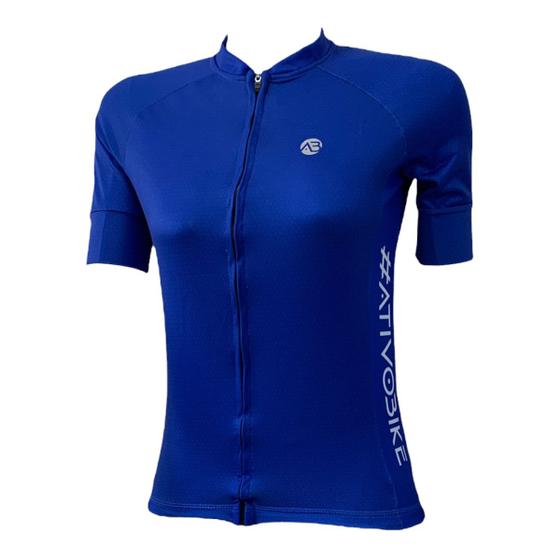 Imagem de Camisa Ciclismo Classica Azul Feminina - Zíper Total