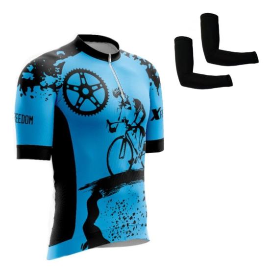 Imagem de Camisa Ciclismo Esporte Bike Ciclista C/proteçao Uv + Par de Manguitos