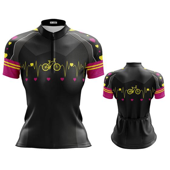 Imagem de Camisa Ciclismo Feminina Bicicletinha Manga Curta Tecido Dry Fit ultra respiravel