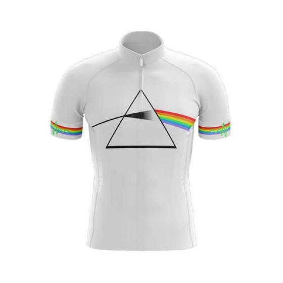 Imagem de Camisa Ciclismo Manga Curta Pink floyd Branco Infantil Bike Uv Mtb