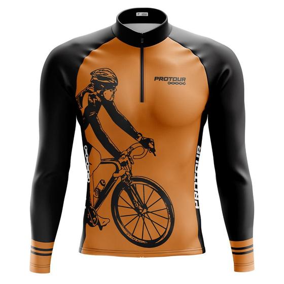 Imagem de Camisa Ciclismo Manga Longa Masculina Pro Tour Laranja