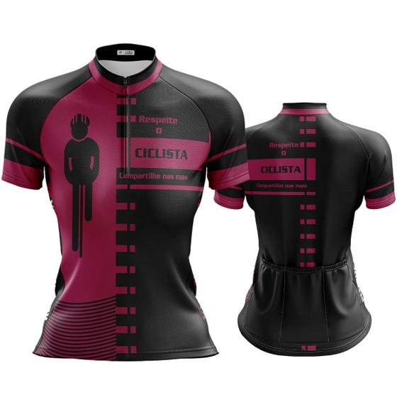 Imagem de Camisa Ciclismo MTB Feminina Respeite o Ciclista dry fit proteção uv+50