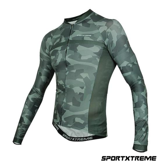 Imagem de Camisa Ciclismo Slim Unissex Manga Longa SXTR Army Verde