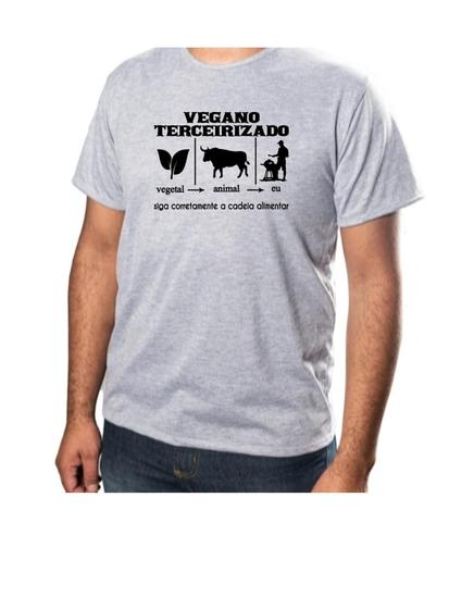 Imagem de Camisa Cinza Básica Personalizado Vegano Terceirizado Vegetal Animal Eu