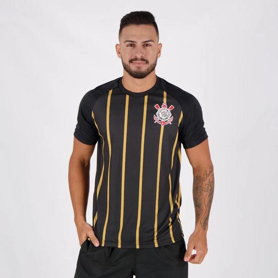 Imagem de Camisa Corinthians Golden Raglan Masculino - Preto+Dourado