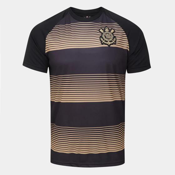 Imagem de Camisa Corinthians Golden Vertical Masculina - Preto+Dourada