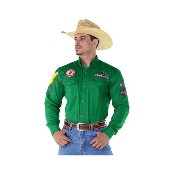 Imagem de Camisa Country Bordada Masculina Radade Verde Barretos - Ref.1121