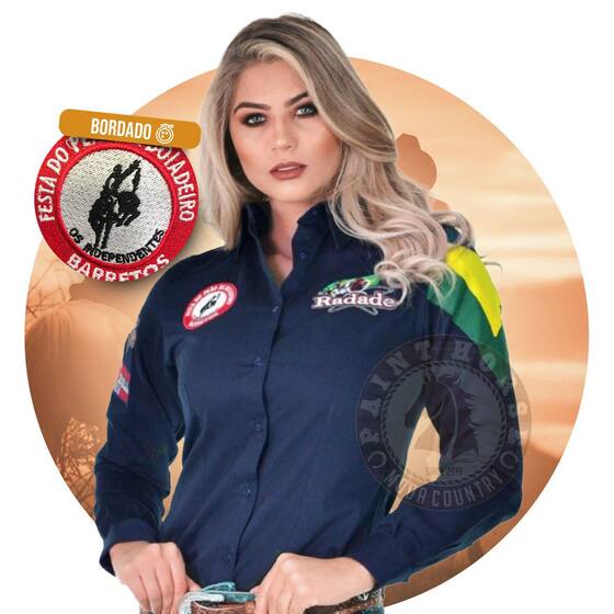 camisa country radade manga longa rodeio cowboy feminina top algodão ...