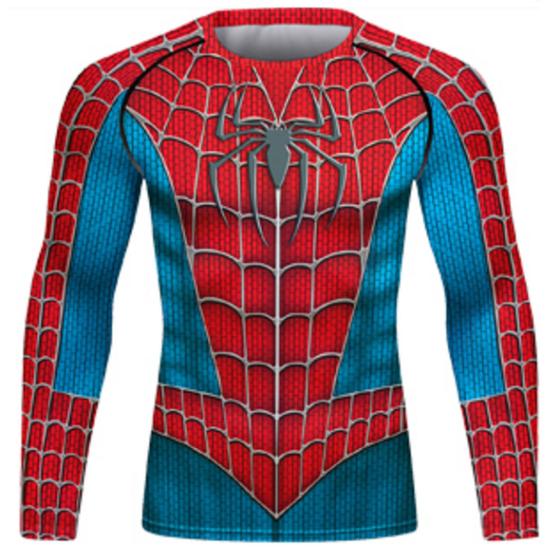 Imagem de Camisa de Compressão Homem Aranha Clássico Rashguard Elastano Masculino Adulto