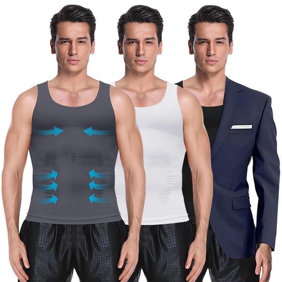 Imagem de Camisa de compressão MEETYOO Shaper, camiseta de emagrecimento para homens