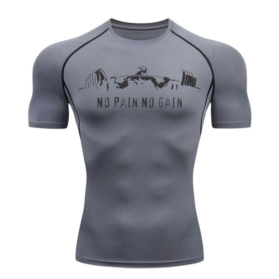 Imagem de Camisa De Compressão NO PAIN 2 Manga Curta Treino Ginástica Camiseta Esportiva