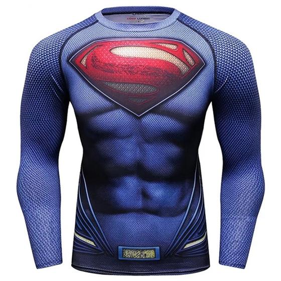 Imagem de Camisa de Compressão Superman Liga da Justiça Manga Longa Ts Rock Heroes