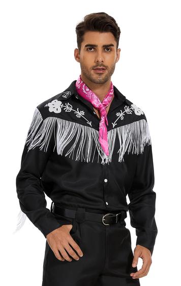 Imagem de Camisa de cowboy Saxcdyi Western Fringe para homens L