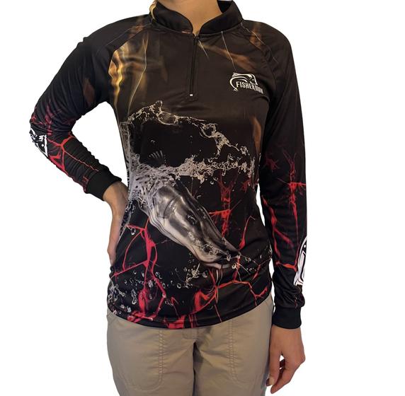 Imagem de Camisa de Pesca Feminina Pintado Proteção Solar UV50 e Conforto Térmico Fisherman