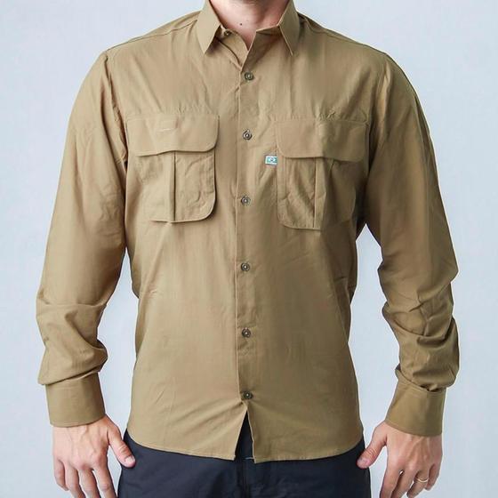 Imagem de Camisa de Pesca Masculina Classic Pro Caqui - Mar Negro