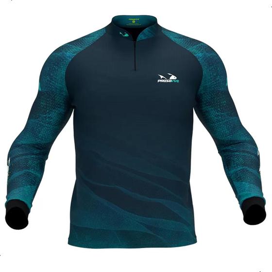 Imagem de Camisa de Pesca Presa Viva Com Proteção Tucunaré Azul 04 - G