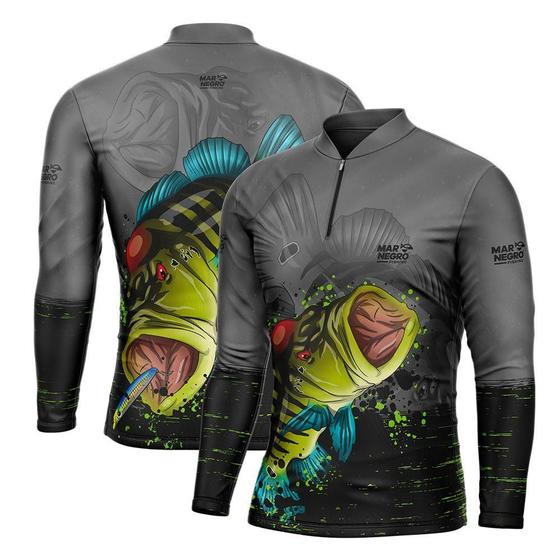 Imagem de Camisa de Pesca Proteção Solar UV Combate Tucunaré Azul 1 - Mar Negro G3