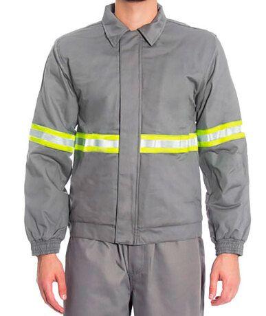 Imagem de Camisa de Proteção Para Arco Elétrico NR10 ATPV11 Mr Safety Cinza Sem Bolso, Fechamento Total em tiras autocolantes, Punho Elástico CA 45376