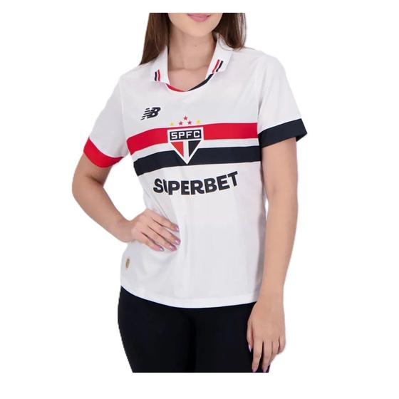 Imagem de Camisa do são paulo feminina branca 2024 oficial new balance