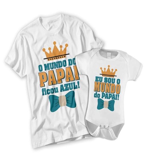 Imagem de Camisa E Body Azul Dia Dos Pais Eu Sou O Mundo Do Papai