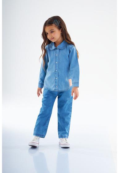 Blusa Jeans Infantil Menina Blusa Jeans De Manga Camisa Jeans On