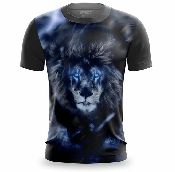 Imagem de Camisa Estampada 3D Masculina Leão Tigre Neon Camiseta Animais