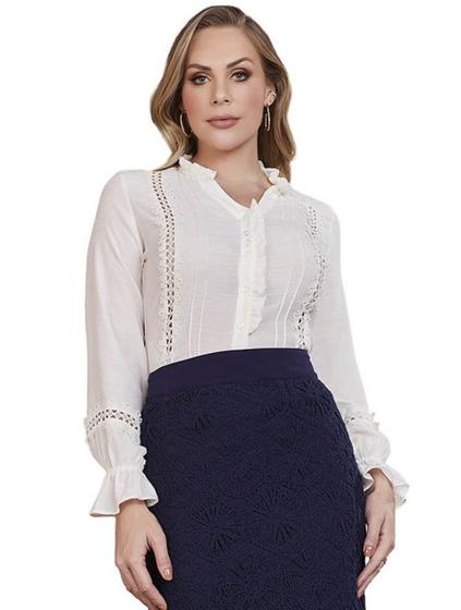 Imagem de Camisa Fascinius com entremeios de guipir 500018