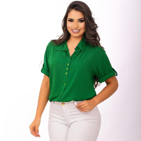 Imagem de camisa feminina chemise social moda evangelica casua manga 3/4