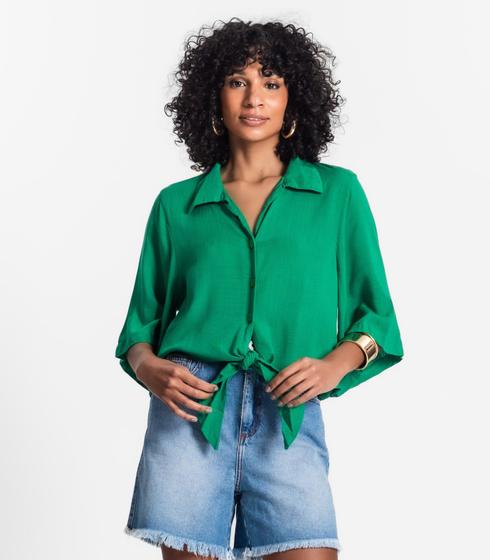 Imagem de Camisa Feminina Cropped Com Nó Select Verde