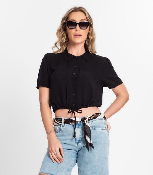 Imagem de Camisa Feminina Gola Dupla Viscose Sarjada Endless Preto