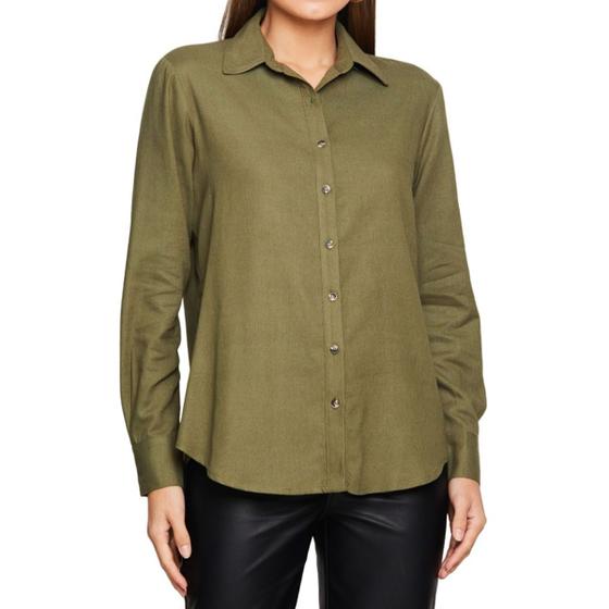 Imagem de Camisa Feminina Infini Comprida Linho Verde Militar - 53867