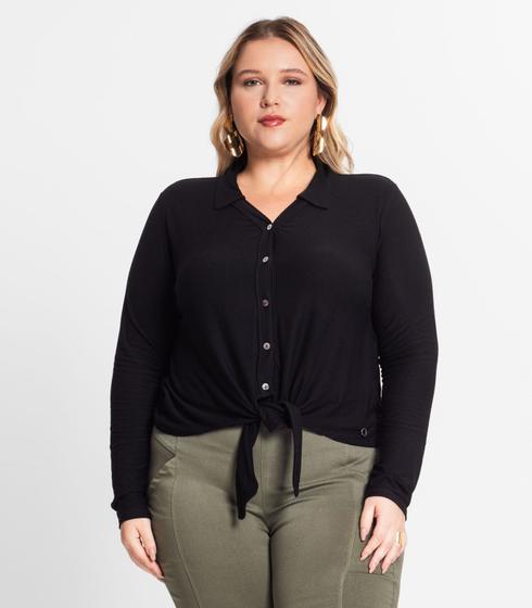 Imagem de Camisa Feminina Plus Size Em Viscose Secret Glam Preto